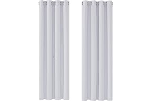 Deconovo Tende Oscuranti per Interni 2 Pezzi 210 CM Altezza, Tende Termiche Isolanti con Occhielli per Soggiorno Moderne, 140x210 CM (Larghezza x Altezza), Grigio Perla