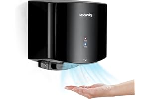 Modundry Secador de Manos Compacto Electrónico de Alta Velocidad, Automático Secadora de Manos Comercial y Hogar, Baño y Aseo, Montado En La Pared, ABS 1200W -Negro