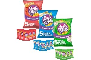 GENERIC Snackk a Jacck Sweet Chilli,Salt & Vinegar & Sour Cream & Chive Crispy Chips Bags - 3 x Mixed Chips Bags (5 x 19g)
