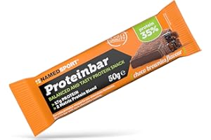 NAMEDSPORT SUPERFOOD NAMEDSPORT> Barre protéinée, barre protéinée à saveur de brownie au chocolat avec 35% de protéines, idéale comme collation ou après l'entraînement, sans gluten, Brand of Italy, boîte de 12