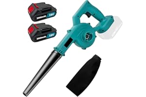 RONTALY Leaf Blower Cordless with 2 Batteries 3000mAh and Charger, 18V Handle Electric Blower Vacuum Combo, Stepless Speed Control, Mini Leaf Blowers Lawn Care, Patio, Garages, Dust, Snow Blowing, Pet