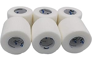PintoMed - Bandage Cohésif - 6 Rouleaux Blanc X 5 cm X 4,5 m Autoadhésif, Sports Bande, Premiers Secours Adhésif, Vet Wrap