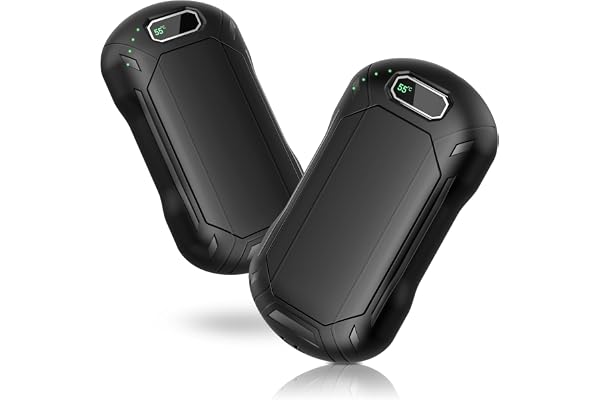Lot de 2 Chauffe Main Rechargeable, 6000mAh Chaufferette Main Reutilisable, Chauffe Main Electrique avec LED Multicolores, Régulation Chaleur 3 Niveaux, pour Extérieur, Cadeau de Noël