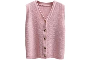 Alloaone Gilet Cardigan Ample en Laine Tricoté À Col en V pour Femme