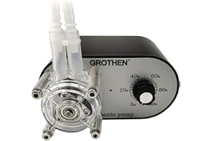 skrskr GROTHEN G328A Peristaltic Pump 100-240V 114-500ml/min Adjustable High Flow Rate Food Grade Platinum Vulcanized Silicone Tube for DIY Aquarium Lab Chemical Analysis Dosing Additives, Black