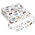 BTSKY Baby Toddler Kid Infant Dismountable Adjustable Washable Booster Seat with Straps Dining Chair Chair Pads Chair Increasing Cushion Travel Storage (White+ Animal)