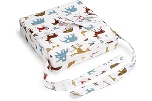 BTSKY Baby Kleinkind Kinder Säugling zerlegbar, verstellbar, waschbar, mit Gurten Esszimmerstuhl, Stuhlpolster, erhöhendes Kissen, Reiseaufbewahrung (Weiß + Tier)