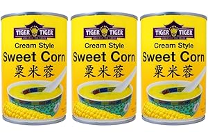 STARRY MART Thai Cream Style Sweet Corn, Creamed Corn in Tin 410g (Pack of 3)