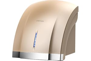 interhasa! Automatische Händetrockner Mit Elektrischer Heizung Für Zu Hause 1800W Energiesparender Elektrischer Hochgeschwindigkeits-Händetrockner, Berührungsloser Wand-Händetrockner（Gold）