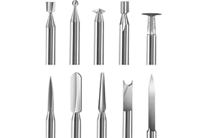 NILIOYUL Lot de 10 outils de sculpture sur bois compatibles avec les accessoires rotatifs Dremel - Tige de 3 mm - Différents embouts de sculpture - Foret à bois pour sculpture sur bois, gravure, perçage, micro