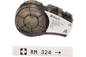 Brady Clear Polyester Labels for M210, M211 Printers – Multi-Purpose Labels for Asset Tracking, Barcode Labelling, Laboratory ID – Black on Transparent (12.70 mm x 6.4 m) – M21-500-430