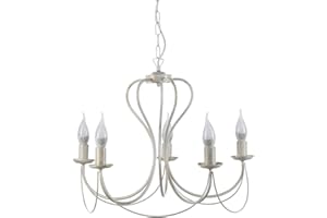 ONLI Lampadario 5 luci in Metallo Avorio spennellato Oro