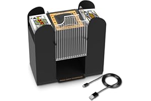 AOPER Automatic Card Shuffler - Electronic Casino Poker Card Shuffling Machine - Battery Operated Plastic Cards Mixer - 6 Decks Playing Cards for Home & Party - 2M USB Line