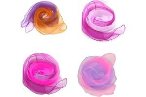 LuLiyLdJ 4 Pièces Foulard Jonglage, Foulard Enfant, Écharpes de Jonglage, Foulards de Danse Colorées Carré Écharpes Magiques pour Maternelle Enfant Filles