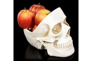 FIGUREN SHOP GMBH Weiße Totenkopf Schale | Deko Figur Obstschale Totenschädel