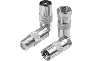 PENCE & MOON COLLECTIVE 4 Pcs F Type to Coax Adapter Kit for Satellite, Antenna, TV Aerial Adapter, Compatible with TV, Router, Modem, Satellite Receiver, Audio/Video Equipment