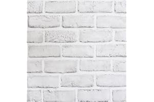 ZHMRROAD White Brick Wallpaper Self-Adhesive Peel and Stick Good for Home and Furniture Renovation White 44.5 cm x 1000 cm