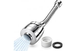 ELEGOME Tap Extension for Kitchen Sink 360 Rotatable-2 Modes Faucet Sprayer, ABS Kitchen Tap Extender Head Replacement Anti-Splash Faucet Nozzle Head with Hose and Fits Round Threaded Taps 24mm