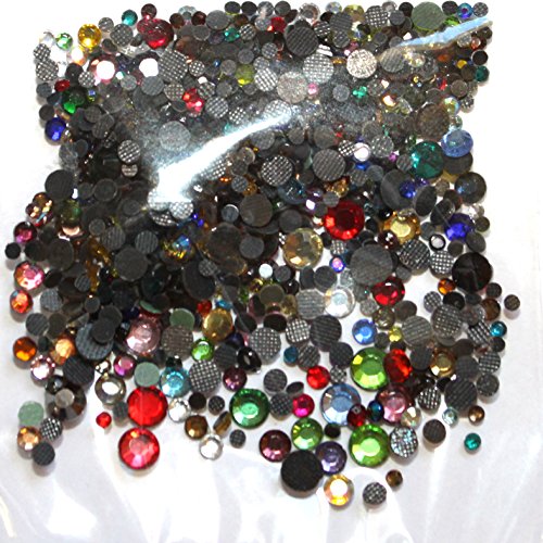 Mischung multicolor 500 Strass Glas Hotfix Sortiment 4 Größen S06/S10/S16/S20 Bling