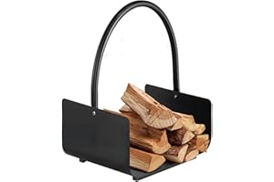 AMAGABELI GARDEN HOME Amagabeli Holzkorb Kaminholz 40 x 30 x 40cm Kaminholzkorb Brennholzkorb Metall Feuerholzkorb Holzwiege Kamin aus Stahl mit Henkel Tragekorb für Holz Kaminholz Holztrage für Holzofen Kaminholzschale