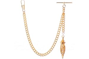 GENERIC Gold Colour Single Albert Pocket Watch Chain With Hollow Pendant 004-G
