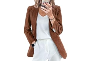 Minetom Velours Côtelé Blazer Femme Élégant Veste de Tailleur Costume Manches Longues Slim Fit Bureau Affaires Manteau Cardigan Blouson