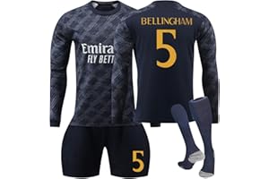 PANGKII R. Madrid Football Kits for Kids and Aldult, No.5 Bellingham Football Kits Football Training LongSleeves Shirts Shorts and Socks