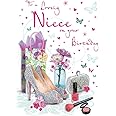 Piccadilly Greetings Birthday Card For Niece - 9x6 Inch Shoe & Makeup Design