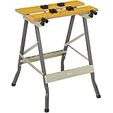 DURHAND 4 in 1 Folding Workbench 62.5x60.5x78.5cm Natural and Grey | Work Table, 4 Adjustable Clamps, 2 Cranks, 2 MDF Panels,