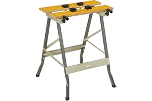 DURHAND Établi pliant établi de serrage avec 4 serre-joints table de travail chevalet de sciage, charge 100 kg, structure en acier, plan de travail pour chantier atelier garage, 62,5x60,5x78,5cm, gris