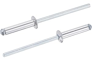 TA-VIGOR 60Pcs 3.2mm x 15mm Aluminium Blind Rivets, Open End Pop Rivets with Dome Head, Heavy Duty Pull Rivet for Metal Wood Plastic, Indoor Outdoor Fixings