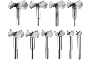 LAOYE 10 Pcs Mèche Bois 15-60mm Carbure Foret Meche à Façonner Fraise Perceuse 15mm 20mm 25mm 30mm 35mm 40mm 45mm 50mm 55mm 60mm