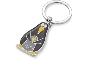 Troika Pingwin i Ping Breloczek do kluczy z emalii/metalu w kolorze srebrno-czarno-żółtym, wymiary: 8,2 cm x 3,5 cm x 0,5 cm, KR21-07/CH