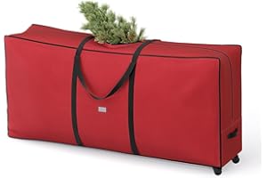 ‎SONGMICS SONGMICS Torba na choinkę z kółkami 4 cm, skrzynia na choinkę do 274 cm, na zdejmowane drzewko, regulowane uchwyty, tkanina Oxford 600D, wiśniowa czerwień RXS004R01