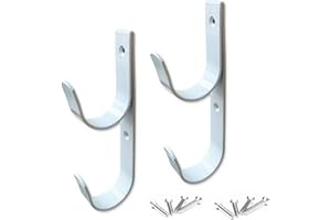 MENG ZHI AO Lot de 2 crochets pour bâtons de piscine en aluminium blanc avec vis - Parfait pour la piscine, les bâtons télescopiques, les skimmers, les brosses et le tuyau d'aspiration,etc.