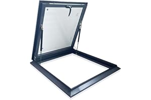 AMHRICHO Skylight Roof Window, Tempered Glass Skylight Cover, Aluminum Alloy Frame & Hydraulic Rod, Egress Roof Window with Double-Layer Tempered Glass, for Roof, Attic, Basement, Sun Room, Warehouse (68*78cm)
