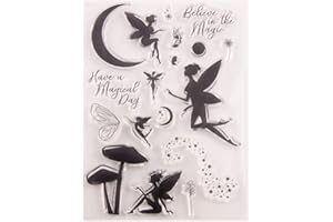 Jilibaba Clear Stamps Embossing Silicone Printing Stamper Tools for Scrapbooking DIY Art Craft with Cutting Dies Stencil Fairy Pattern