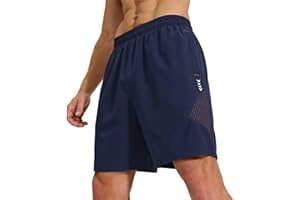LUWELL PRO Short de Sport pour Homme avec Poche Zippée Sport Tennis Séchage Rapide Shorts de Course à Pied