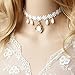 Produktbild EMAXELERS Elegant Rein Schön gotisch Band Braut Spitze Muster Halskette Necklace mit Eine Schneeflocke Anhänger Vintage romantische Handmade Prinzessin Princess Braut Hochzeit Wedding Weiße Spitze-Halskette Short Blumen-Halskette Perlenkette Religiöse Halskette für Mädchen,White Lace Necklace with A Snowfake Pendant