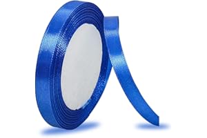 IMSOLDECOR Blue Ribbon 10mm, 23 Meters Solid Color Satin Gift Ribbon for Crafting, Gift Wrapping, Balloons, Hair Bows Making, Sewing, Wreaths, Bridal Bouquet, Cakes and Wedding Party Decoration