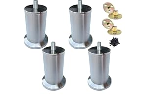 RHUAFET 4 Stück Möbelfüße Edelstahl, 10cm Sofa Füße, Möbelbeine Metall, Für Schrankfüße Bett Beine/Sofa Beine/Tischbeine höhenverstellbar Verstellbar, Verwenden Sie M8-Schrauben Unterstützung über 800 kg