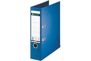 ‎LEITZ Leitz Qualitäts-Ordner 180°, A4, 8 cm Rückenbreite, Spezialpapierkaschierung in Leinenprägung, Blauer Engel, Blau, 10070068