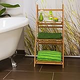 Relaxdays Leiterregal Bambus H x B x T: 100 x 45 x 33 cm Badregal mit 3 praktischen Ablageflächen auch als Standregal und Küchenregal zu verwenden zum Auf- und Zuklappen für Bad und Wohnraum, natur - 2