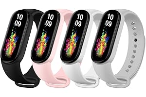 Msksjer 4 Piezas Correas Compatible con Correa Xiaomi Mi Band 4/Mi Band 3 Mujer y Hombre, Pulseras Deportivas de Silicona Blanda para Mi Band, Negro/Gris/Blanco/Rosa