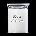 20x30cm Resealable Clear Large Plastic Bags 50PCS Sealed Bag Storage Bag Press Seal Bags Thickening and Durable, Apply to Quilts, Blankets, Clothing Storage
