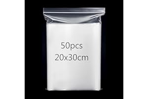 GUANGYUAN Sacchetti in Plastica Trasparente Richiudibili 20 * 30cm 50pezzi Medio Sacchetto Sigillato, Borsa con Chiusura a Cerniera, Applicano a Articoli per Confetti Regalo Bigiotteria Organizzare Conservare