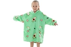 Wenlia Bluza z kapturem oversize, dla dorosłych, dzieci, małych dzieci, Sherpa, flanela, bluza z kapturem, ogromna pluszowa bluza z kapturem, dopasowana, gruba bluza z kapturem dla rodziny, awokado