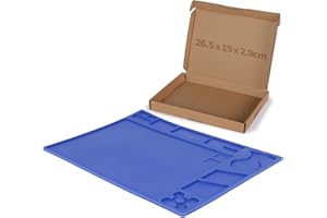 YIHUA M160 Tapis de soudure résistant à la chaleur 350×253×5 mm avec compartiments de rangement multiples, règle intégrée et tapis à souder en silicone souple et flexible