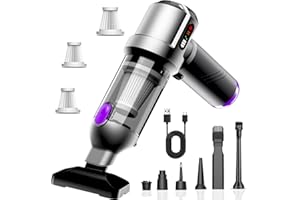 Ludunbuy Aspiradora de Mano Sin Cable, 26000Pa Aspirador Coche Potente Sopla y Aspira, 6000mAh, Aspirador de Mano con Motor Sin Escobillas con 3 Filtro Lavable para Cocina, Hogar y Pelo de Mascotas