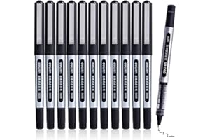 KANOSON Penne a Sfera Inchiostro Nero,12 Pezzi Penna Roller Nera, 0.5mm Penne Gel Nera Punta Fine Penna a Inchiostro Liquido